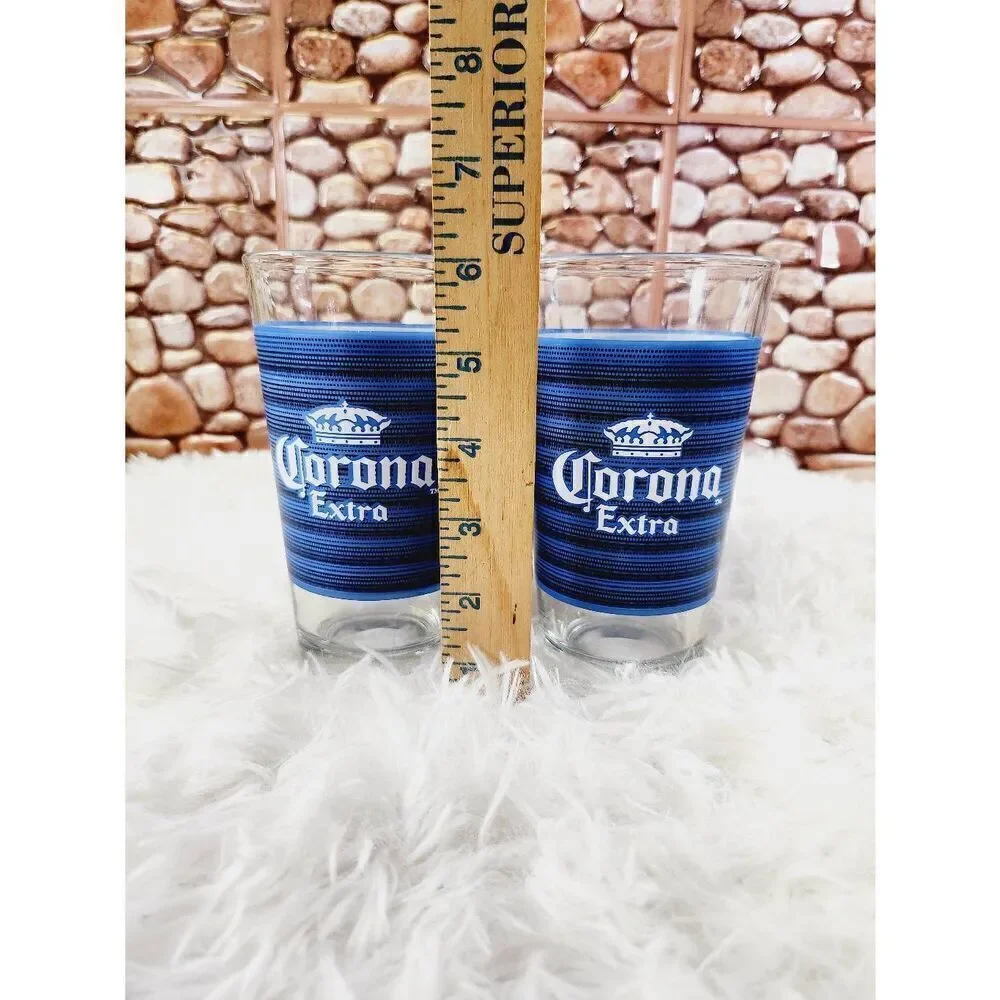 CORONA EXTRA BLUE STRIPE PUB BEER GLASSES - Pair - 16oz